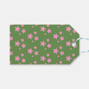 Pink Green Stars Modern design Gift Tags
