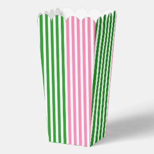 Pink + Green Stripes Popcorn Favor Box