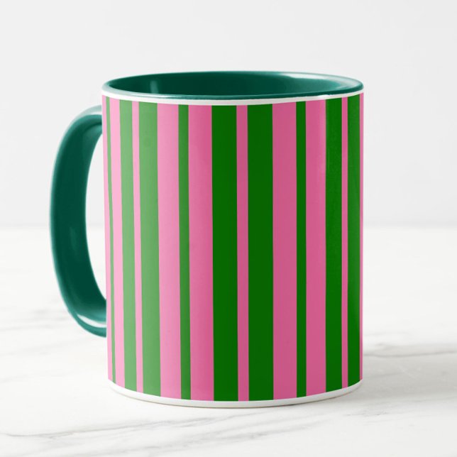 Pink Green Stylish Stripes Pattern Design  Mug (Creator Uploaded)
