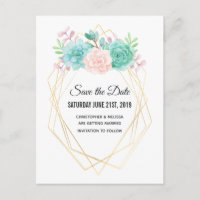 Pink & Green Succulents Wedding Save the Date