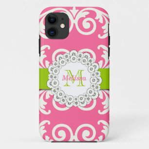 Pink Green Swirls Floral iPhone 5 Case-Mate iPhone 11 Case