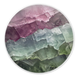 Pink Green Tourmaline Gem Pattern Ceramic Knob