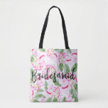 Pink Green Tropical Botanical Oasis BRIDESMAID Tote Bag<br><div class="desc">Customize with or without text.</div>