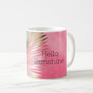 Pink Green Tropical Leaf Coffee Mug