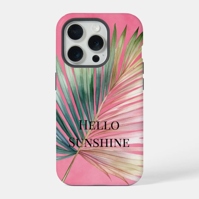 Pink Green Tropical Leaf iPhone Case (Back)