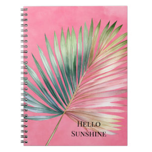 Pink Green Tropical Leaf Notebook