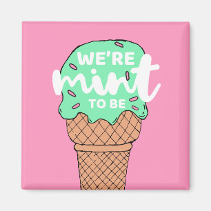 Pink Green Valentine Sketches Mint to Be Ice Cream Magnet