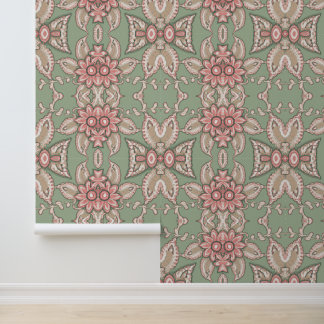 Pink & Green Victorian Elegance Wallpaper