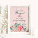 Pink Green Watercolor Floral Bouquet Favor Sign<br><div class="desc">Pink Green Watercolor Floral Bouquet Favor Sign</div>