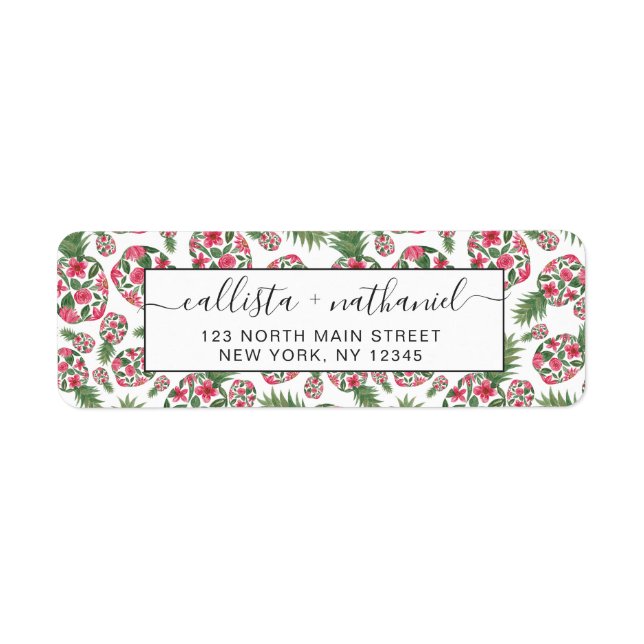 Pink Green Watercolor Floral Pineapples Pattern (Front)