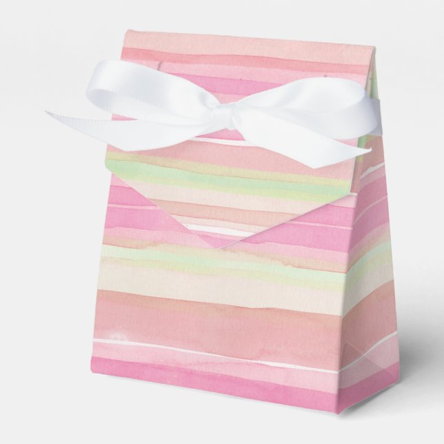 Pink Green Watercolor Stripe Gift Box (Front Side)