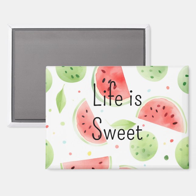 Pink Green Watermelon Fruit Magnet (Front/Back)