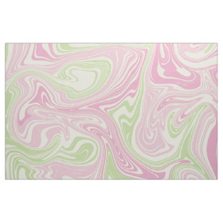 Pink Green Wavy Stripes Retro Y2K Marble Fabric