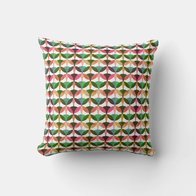 Pink Green Yellow and Orange Pattern Modern Throw Pillow (Front)