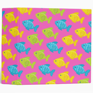 Pink Green Yellow Blue Fish Sea Animals Summer Binder