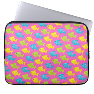 Pink Green Yellow Blue Fish Sea Animals Summer Laptop Sleeve
