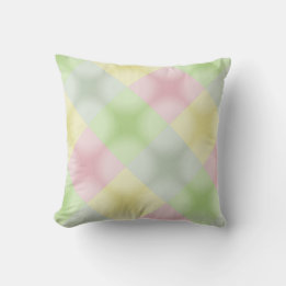 Pink Green Yellow Pastel Argyle Style Throw Pillow