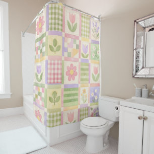 Pink Green Yellow Pastel Quilt Patchwork Floral 