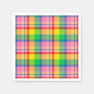 Pink Green Yellow Tartan Plaid Design  Napkin