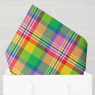 Pink Green Yellow Tartan Plaid Design  Tissue Paper