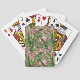 Pink Greenery Tropical Jungle Botanical Playing Cards