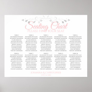 Pink & Grey 10 Table Wedding Seating Chart