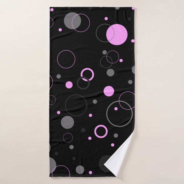 Pink Grey abstract seamless pattern with circles.  Bath Towel (Bath Towel)