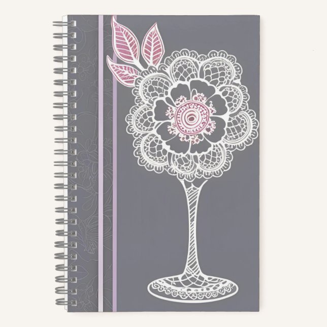 Pink & Grey Ai art  Notebook (Front)