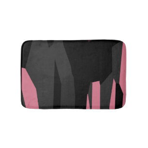Pink Grey and Black Abstract Bath Mat