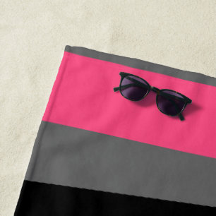 pink grey and black abstract beach towel
