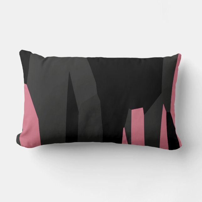 pink grey and black abstract  lumbar pillow (Front)