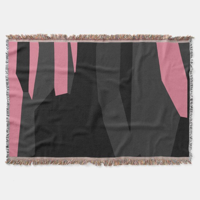 pink grey and black abstract   throw blanket (Front)