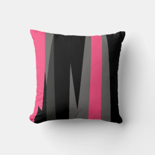 pink grey and black abstract   throw pillow