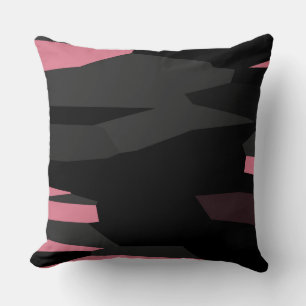 pink grey and black abstract  throw pillow