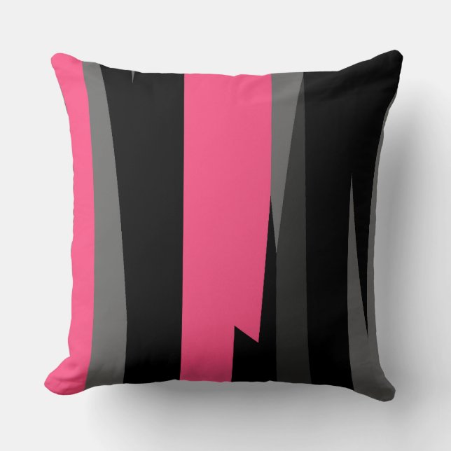 pink grey and black abstract   throw pillow (Front)