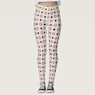 Pink, grey and black dots leggings