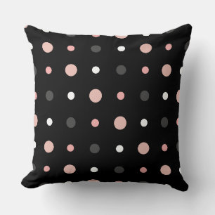 Pink, grey and black dots throw pillow