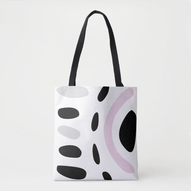 Pink, grey and black minimalist design tote bag (Front)