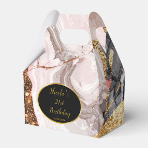 Pink, Grey and Gold Marble Agate Birthday Party Favor Box
