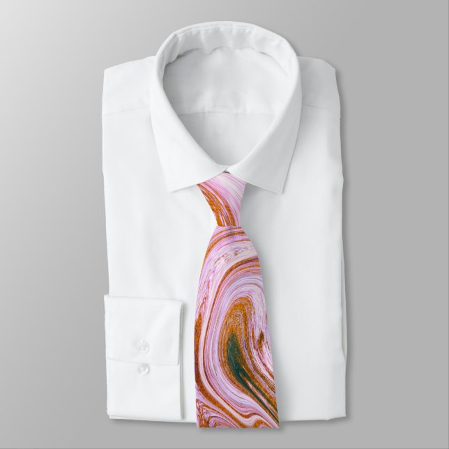 Pink, Grey and Orange Marble   Tie (Tied)