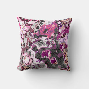 Pink, grey and Purple Abstract Throw Pillow