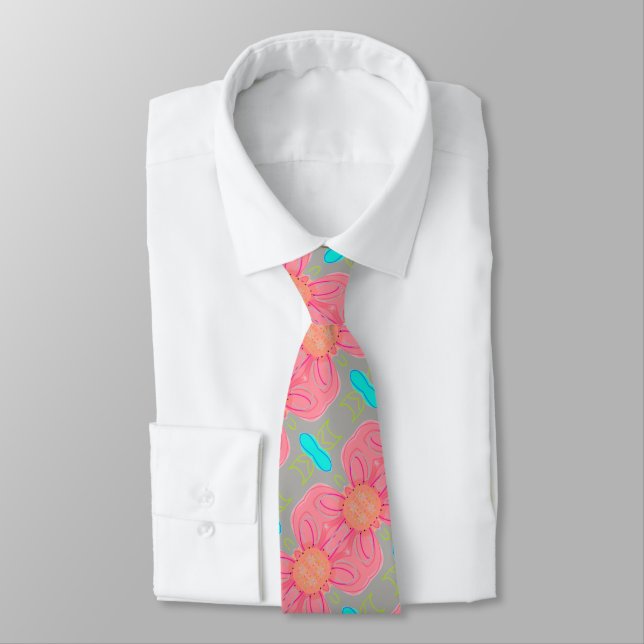 Pink Grey And Teal Tie (Tied)