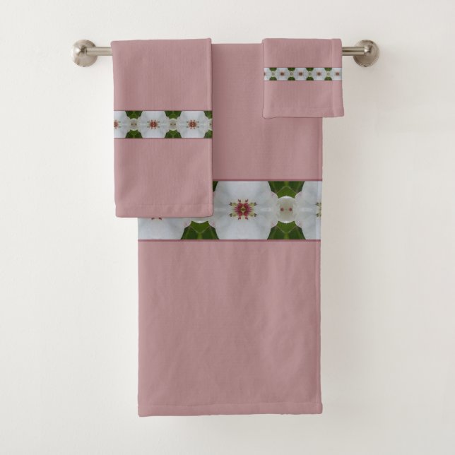 Pink Grey And White Bath Towel Set (Insitu)