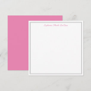 Pink Grey and White Elegant Square Flat  Thank You Card