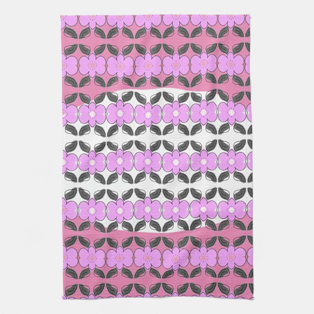 Pink grey and white kitchen towel (Vertical)