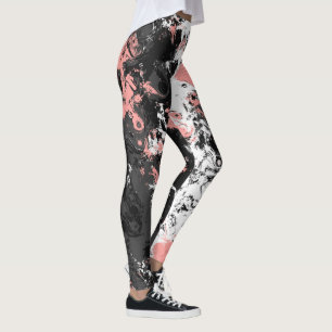 Pink, grey and White Marble Leggings