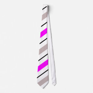 Pink Grey and White with Black Stripes Tie