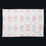 Pink & Grey Argyle Pattern Monogram Kitchen Towel<br><div class="desc">Modern and feminine kitchen towel featuring pink and grey argyle pattern. Customize by adding your own monogram. This will be a perfect as a personalized housewarming gift and is perfect as an accent to your kitchen.</div>
