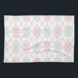 Pink & Grey Argyle Pattern Monogram Kitchen Towel<br><div class="desc">Modern and feminine kitchen towel featuring pink and grey argyle pattern. Customize by adding your own monogram. This will be a perfect as a personalized housewarming gift and is perfect as an accent to your kitchen.</div>