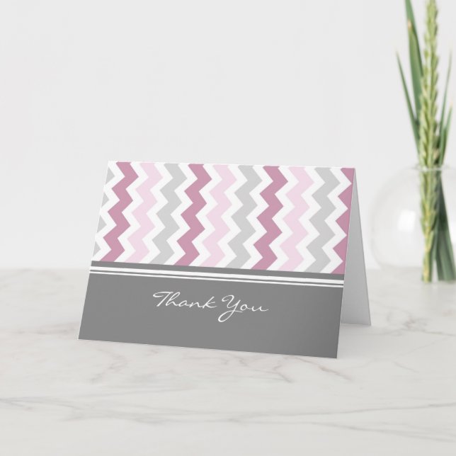Pink Grey Baby Shower Hostess Thank You (Front)
